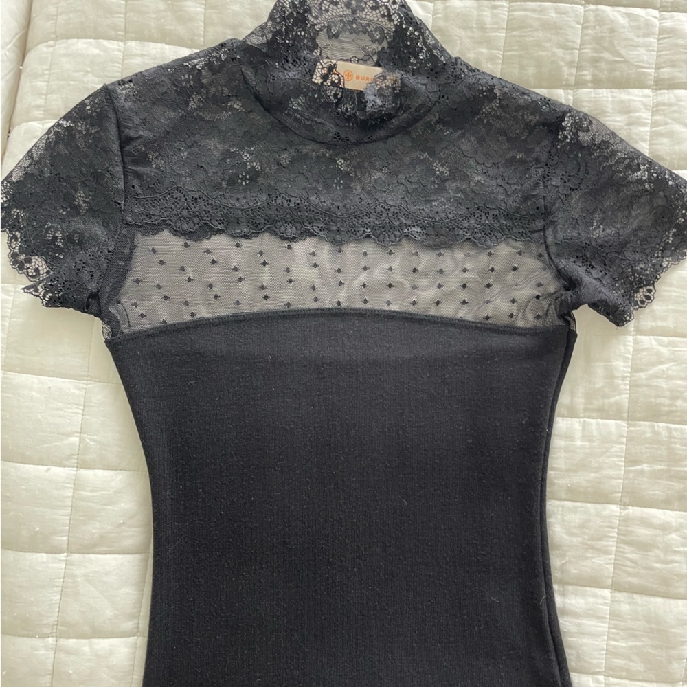 Tory Burch Short Sleeve Lace Turtleneck Top - Picture 5 of 7